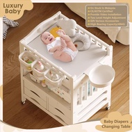 【LuxuryBaby】Baby Changing Table For Newborn With Drawer/Storage/Bath/Wheel/Pad 90.5 Or 85.5CM Height
