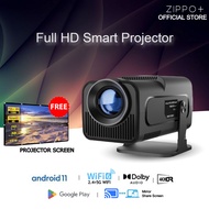 HY320 PRO Projector 4K Android 11.0 Big LCD 4K Mini Projector 1080P Dual Band WiFi + Bluetooth5.0