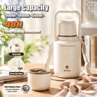 1500ml Large Capacity Tumbler Tahan Sejuk | Dual-Drink 316 SS Vacuum Water Bottle with Handle, Strap