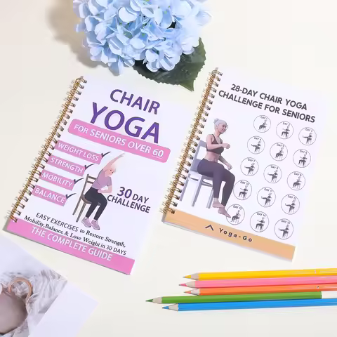 33-Page/Book Chair Yoga Challenge Plan book, Elderly peopleDaily Yoga Exercise Instruction in Englis