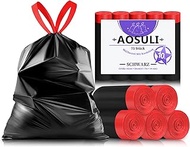 AOSULI Black Bin Liners 10 L with Drawstring Small Bin Bags 75 Pieces Bathroom Waste Bags