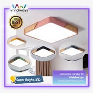 K2 VIVIDWAYS LED CEILING LAMP/CEILING LIGHT MACARON M2 58W 3 COLORS BLACK/GOLD/GREEN/GREY/PINK SQUAR