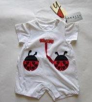 專櫃童裝[hearty] 女童棉質白色瓢蟲造型連身衣.T恤(編號0556-1)~9M(75CM)