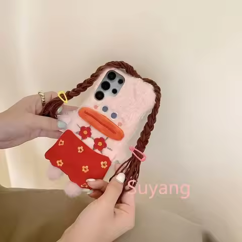 3D Funny Sausage Mouth Girl Plush Phone Cases For Huawei P30 P20 P40 Lite Nova 14 13 12 11 10 13i 9S