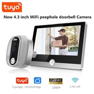 NEW 4.3 inch Tuya 1080P WiFi Smart Doorbell Eye Peephole Camera Two-way Audio Night Vision Peephole Doorbell Outdoor Monitor VCLU