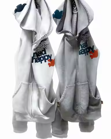 Vintage Letter Dove Print Zip Up Hoodie Men Contrast Stitched Edge Loose Full‑Zipper Hip Hop Casual 
