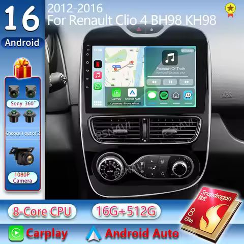 Android 16 For Renault Clio 4 BH98 KH98 2012 -2016 2K QLED Android Car Radio Multimedia Video Player