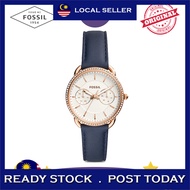 [100% Original &amp; Free Bracelet] Fossil Tailor Multifunction Navy Leather Women Watch Jam Tangan Wanita Perempuan ES4394