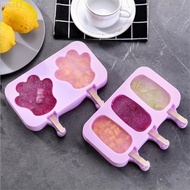 QQMALL Ice Cream Mold, with Lid and Popsicle Sticks Purple Popsicle Mold, Household Silicone Bunny/bear Claw Pattern Chocolate Mold Pudding