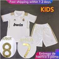 Retro 2011-2012 Short Style 8#kaka 7#RONALDO 9#BENZEMA Shirt 11-12 Real Madrid Home Kids KIT Jersey