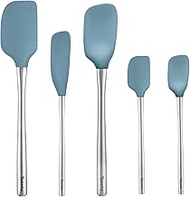 Tovolo Flex-Core Stainless Steel Handled Spatula Set of 5 for Meal Prep, Cooking, Baking, and More
