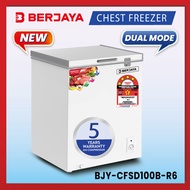 (130 LITRE) Berjaya Premium Dual Chest Chiller & Freezer BJY-CFSD100B-R6 (White) 5 YEARS Compressor 