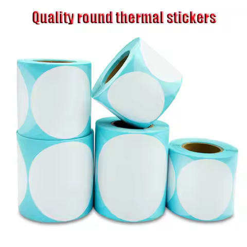 Adhesive Thermal Label Sticker Paper Thermal Label Roll, White Round Stickers, 1 Rolls, Packing seal