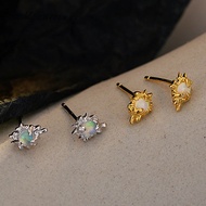 Niche design 925 sterling silver inlaid opal stone earrings for women shaped minions earrings