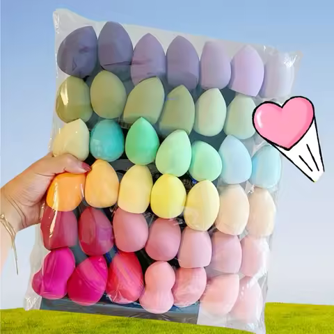 3/10pcs Beauty Sponges, Makeup Blender, Dry & Wet Use, Cosmetic Puffs In Random Colors & Shapes, Fla