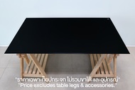 SR หนา 6 มม. ท็อปโต๊ะกระจกเทมเปอร์พ่นสีดำ ขนาดสั่งตัด เจียรขัดมันรอบ ขายเป็นแผ่น ส่งฟรีกทม.และปริมณฑล  (Black Color-coated Tempered Glass Table Top)