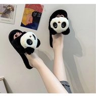 Soft and smooth panda fur slippers