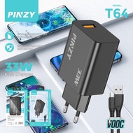 PINZY T64 Single USB Charger Super VOOC 33W + Micro Cable Type-C/ 1 METER Lightning/
