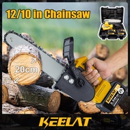 [HOT SHJKGKLC 104] KEELAT 12/10/6 inch Cordless Chainsaw Electric Single Hand Saw Woodworking Wireless Logging Saw Rechargeable Chain Saw