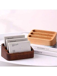 1入組木製桌面名片夾和備忘錄組織架創意木製名片架，備忘錄架和卡片夾（隨機款式發貨）