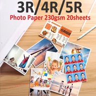 3R 4R 5R 20 Sheets 230g RC Glossy Luster Rough Matte Woves Waterproof Inkjet Printer Photo Paper