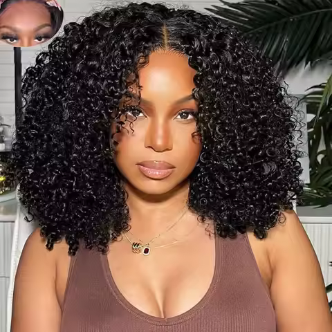 Curly Bob Wig 13x6 Lace Frontal Wigs Pre Plucked 250Density Brazilian Glueless HD Kinky Curly Bob La