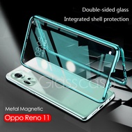 For Oppo Reno 11 Casing For Reno 11 pro 11pro Reno11 Reno11pro 5G Double Sided Glass Phone Case Magnetic Magnet Metal Bumper Full 360 Protection Hard Flip Cases Cover
