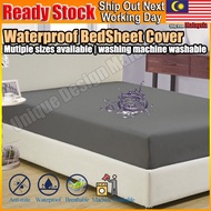 Waterproof Bed Sheet Cover Mattress Protector Fitted Cadar Katil Bedsheet Single Queen King Size Pillow Case Water