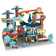 [all for sale] Car Rail Slide Building Blocks Theme Park Running Car Building Blocks/