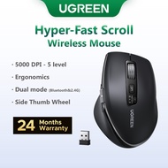 UGREEN Hyper-Fast Scroll Wireless Mouse Bluetooth 5.4 2.4G Ergonomic 5000DPI for MacBook Tablet Lapt
