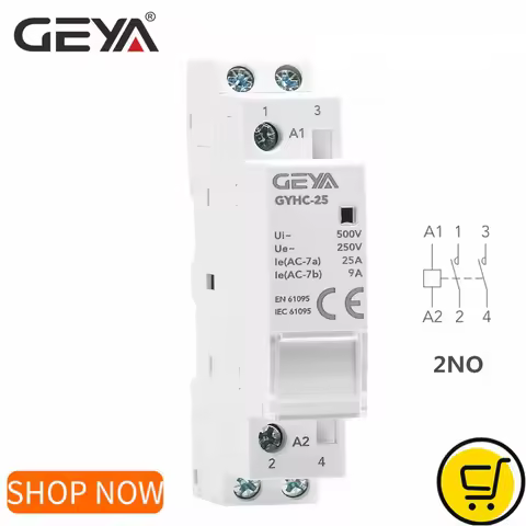 GEYA Din Rail Modular Contactor AC220V 2P 16A 20A 25A 2NC 2NO 1NO1NC 50/60Hz