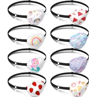 8 Pcs Eye Patches for Kids Adjustable Single Eye Patch Reusable Cute Girls Boys Eye Patch with Elast