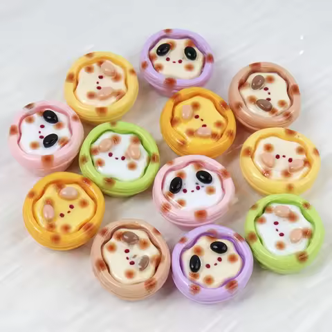 10/100PC Resin Egg Tart DIY 3D Fake Food Miniatures Figurine Craft Flatback Dollhouse Decoration Scr