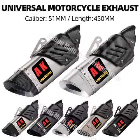 51MM Universal AK Motorcycle Exhaust Muffler Escape for Kawasaki Yamaha Honda Suzuki ETC Moto R1 Exh