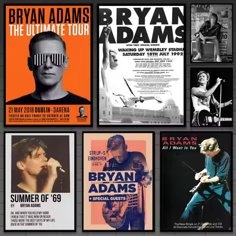 b-Bryan Adams singer Poster Versatile HD Waterproof Wall Art Self-Adhesive Decor for Any Space Ideal