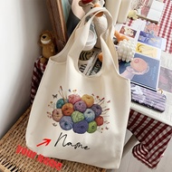 TEMU 1pc Personalized Floral Crochet Pattern Tote Bag Literature Shoulder Bag Illustration Book Bag 