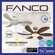 [36Watt LED Light] Fanco Co-Fan GIRASOL 46 Inch DC Motor Ceiling Fan with 3 Tone 36W LED Light Kit and Remote Control