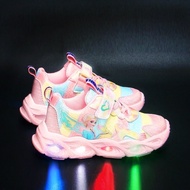 Boy Girl Sports Shoes frozen Elsa Kids Shoes Casual Flat sneakers Shoe LED Light 1-12Y boys' shoes f
