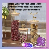 Beauty 2u Sealed Deer Glass Sugar Jar Nuts HN Coffee Beans Tea Kitchen Food Storage Container
