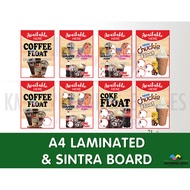 COFFEE CHUCKIE DUTCH COKE FLOAT , CUP NOODLES, NESCAFE, FRUITY SODA, MANGO AVOCADO GRAHAM SIGNAGES