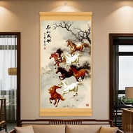 [Horse to Success] New Chinese Style Horse to Success Eight Horses Picture Solid Wood Painting Livin