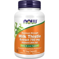 NOW Foods Milk Thistle Extract 750 mg Silymarin (600 mg), Maximum Strength - 90 Veg Capsules