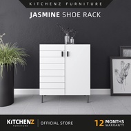 KitchenZ Jasmine Series Melamine Shoe Cabinet Kabinet Kasut Shoe Rack Cabinet Kasut Rak Kasut Bertutup - J0802-WT