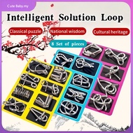 Toy Gift Puzzle Brain Teaser IQ Puzzle Game 8pcs Metal Puzzle Unlocking Mind Metal Wire