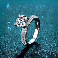 X-151 925 Sterling Silver Women's Ring, 2 Carat Moissanite (Including Certificate)/8mm Zircon