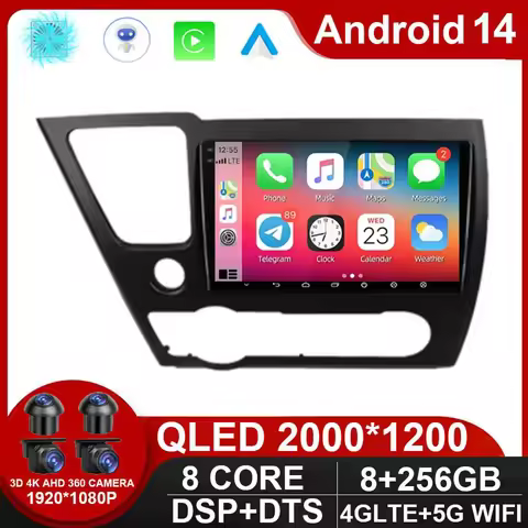 DSP Android 14 Car Radio For Honda Civic 9 2013-2016 US EDITION AI Voice Multimedia Video Player Nav