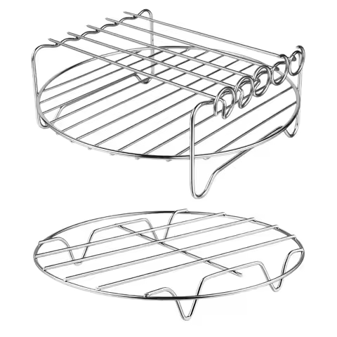 2 Pcs Air Fryer Accessories Air Fryer Rack Set Multi-Purpose Double Layer Rack with Skewer for XL Po
