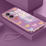Casing HP For VIVO Y36 4G Y36 5G Y27 5G Y27s Y77T Y35 4G Y35 5G Y16 Y56 5G Case Casing Heart macaron