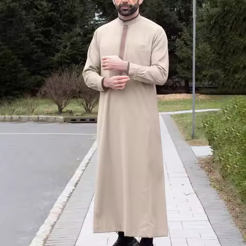 New men's loose Stand Up Collar Muslim robe Luxury embroidered long sleeve Muslim garment robe Juba 