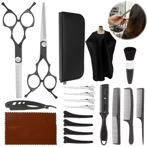 19 Piece Hair Cutting Scissors Set Stainless Steel Hair Shear Barber Scissors Home Barber Salon Hair